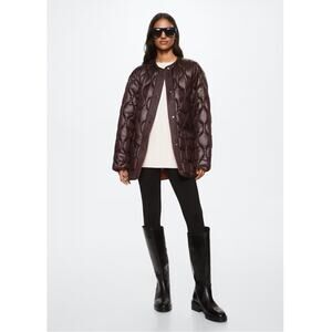Mango | Oversized Quilted Coat in Maroon Size XXL